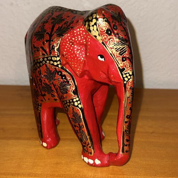 Vintage Indian Folk Art Hand Made Paper Mache Hand Painted Elephant India 5” - Picture 4 of 7